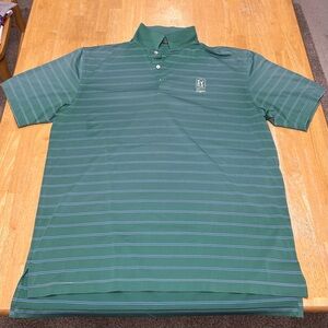 Peter Millar Summer Comfort Shirt Mens XL Striped Teal Sawgrass TPC Golf Polo